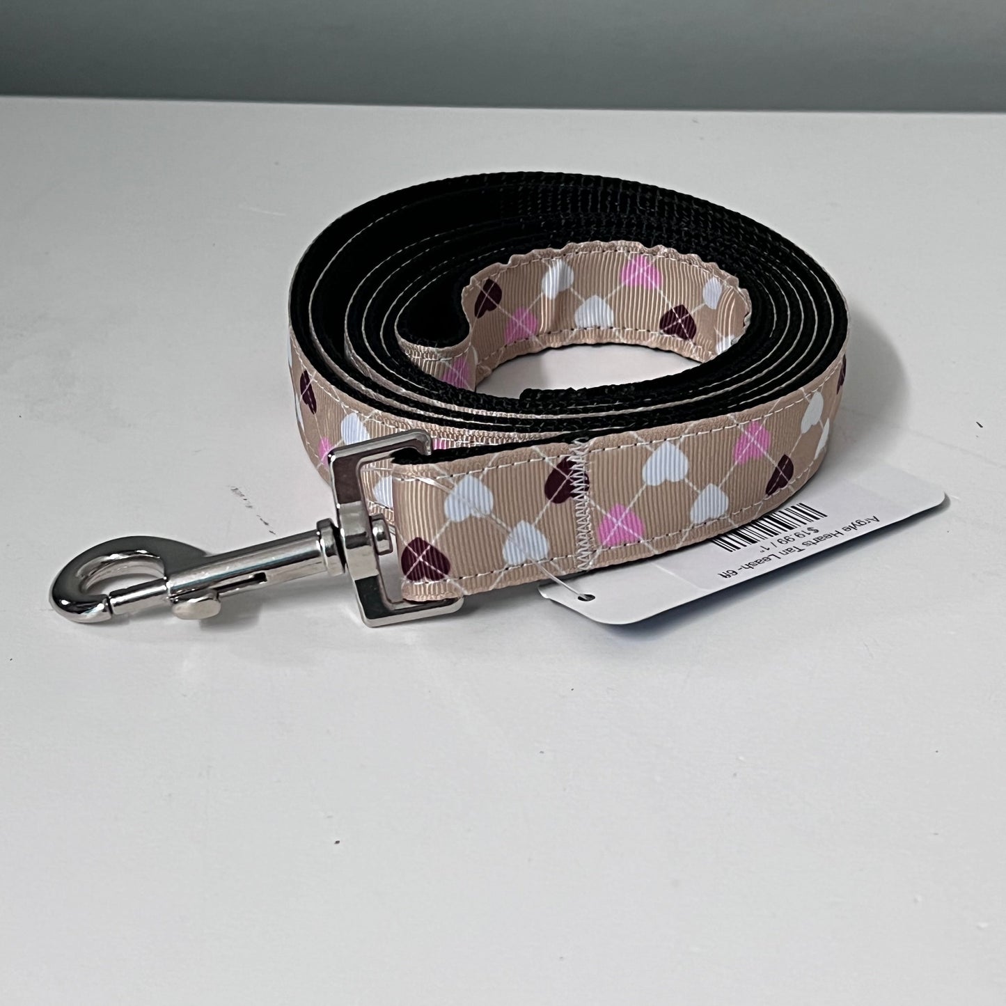 Argyle Hearts Tan Leash- 6ft