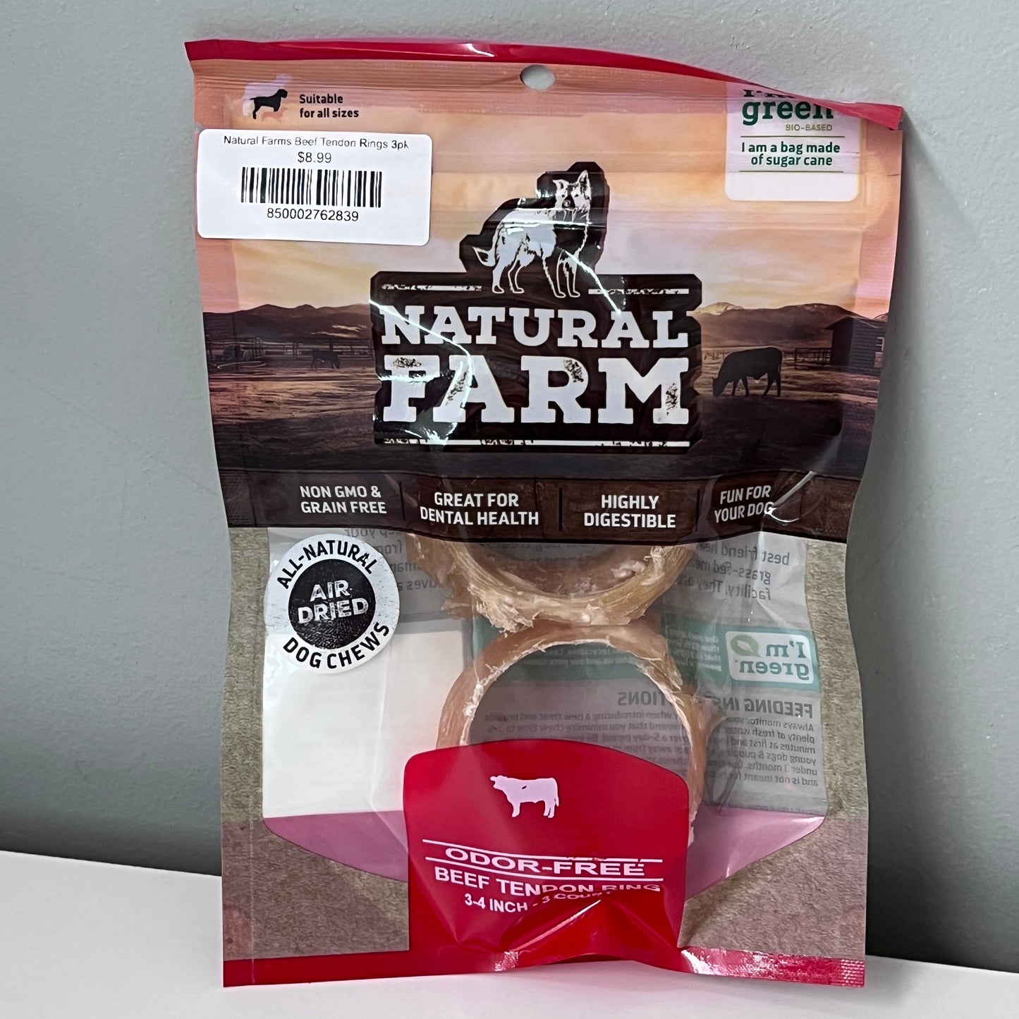 Natural Farms Beef Tendon Rings 3pk