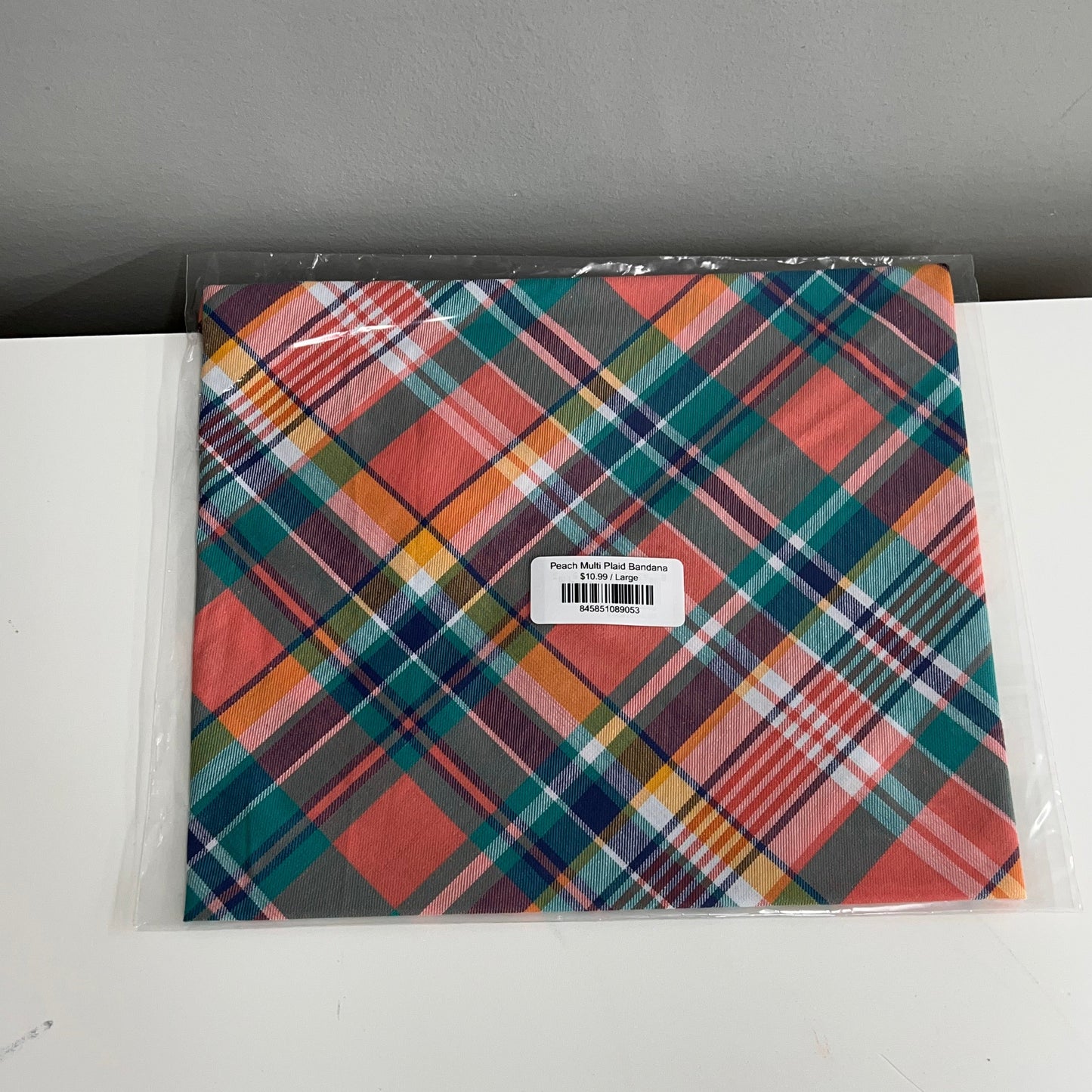 Peach Multi Plaid Bandana