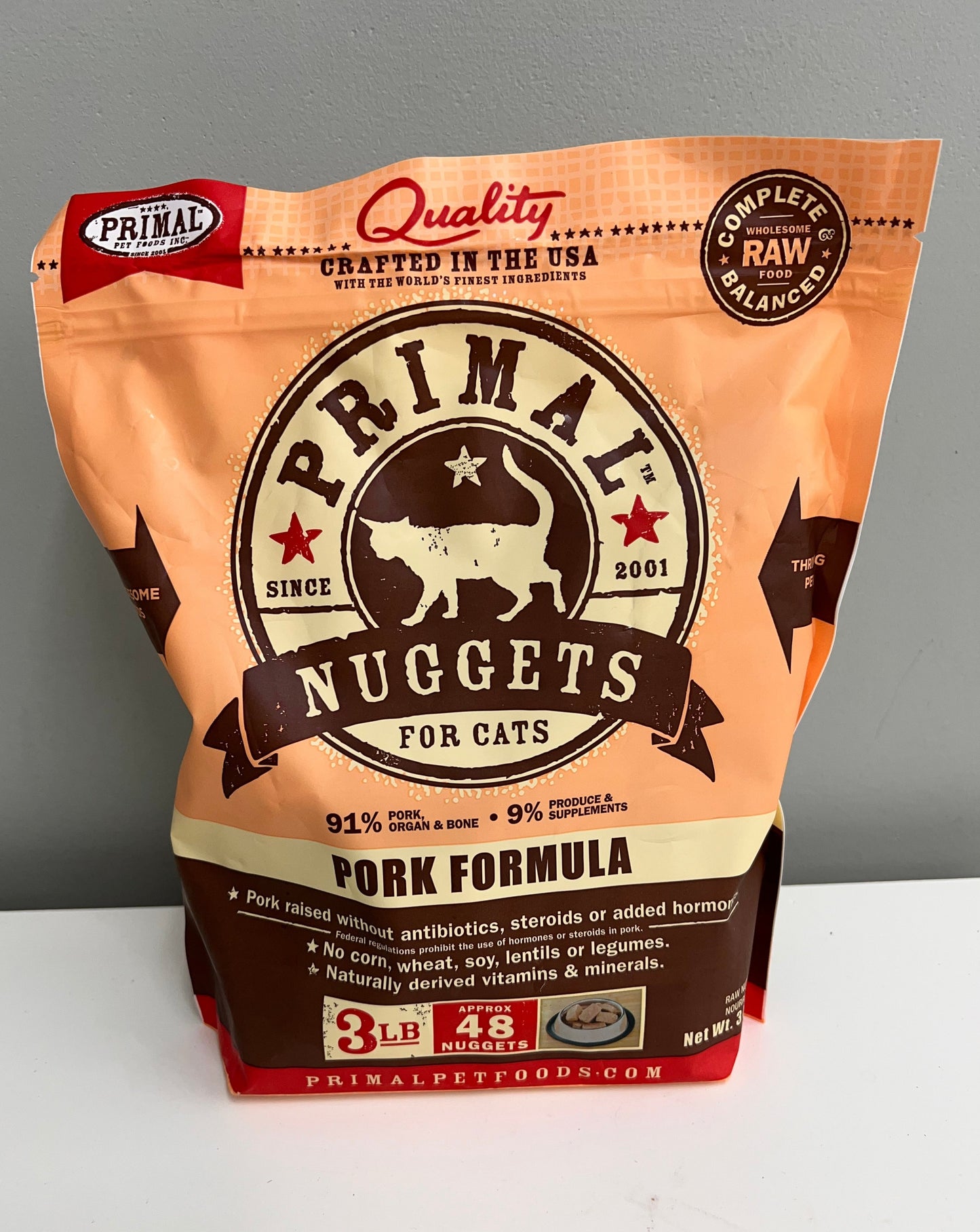 Primal Frozen Feline Nuggets- Pork 3lb