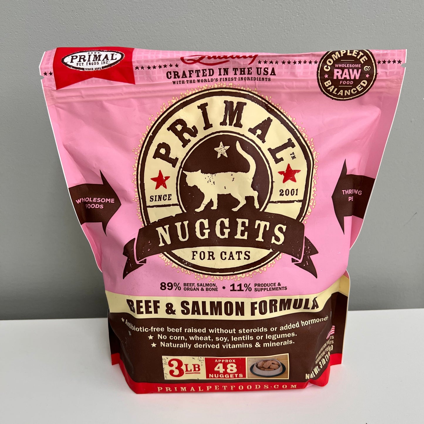 Primal Frozen Feline Nuggets- Beef & Salmon 3lb