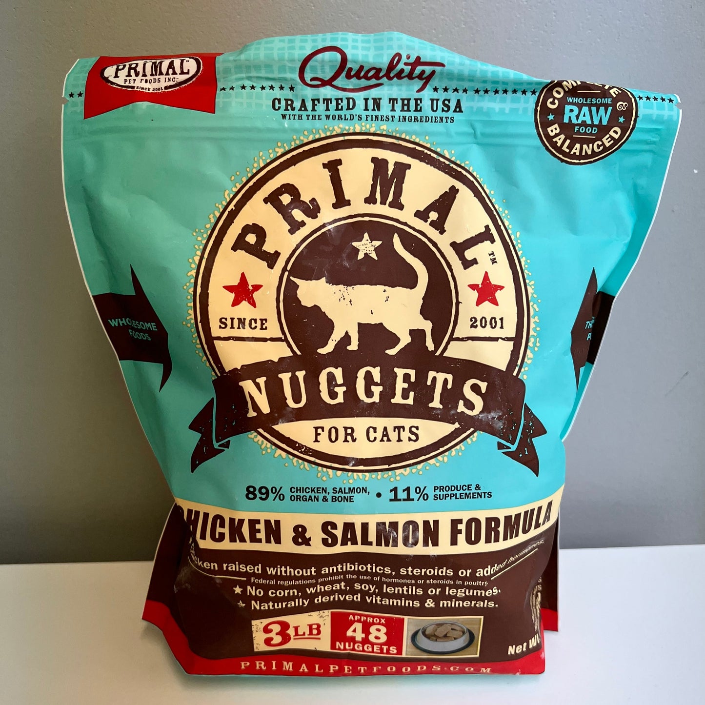 Primal Frozen Feline Nuggets- Chicken & Salmon 3lb