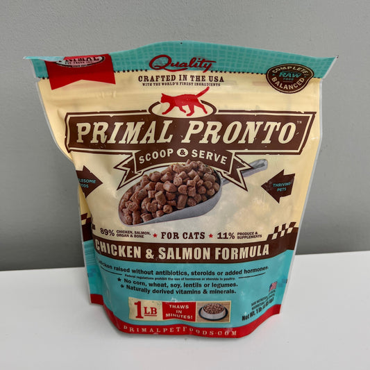 Primal Frozen Feline Pronto- Chicken & Salmon 1lb