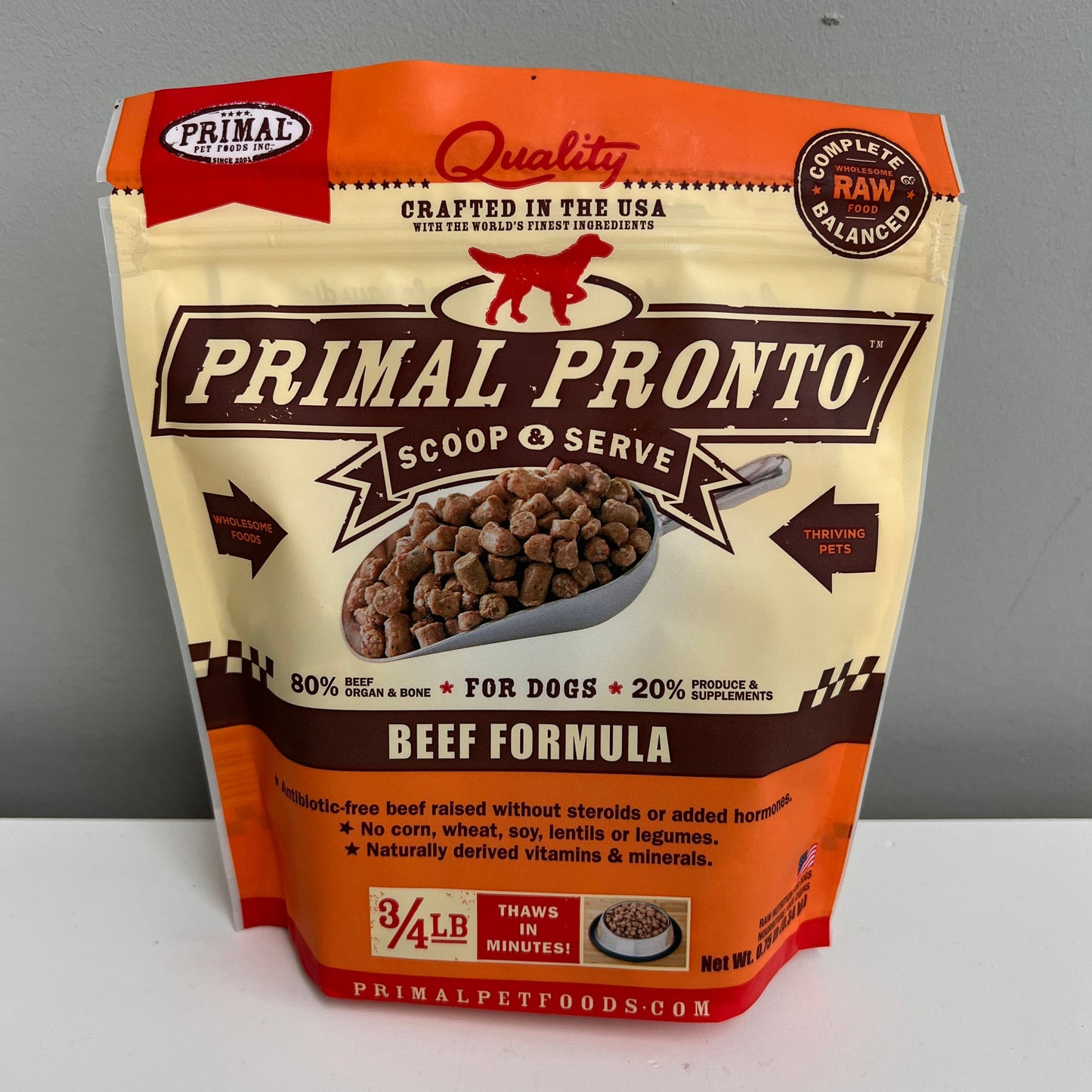 Primal Frozen Canine Pronto 3/4 lb- Beef