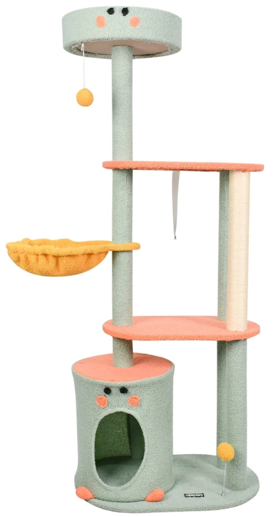 58" Green Cat Tree & Condo w/ Hammock