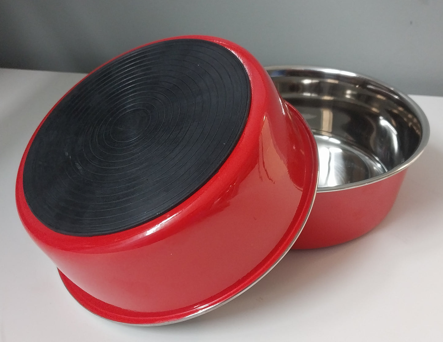 Red Heavy Guage Anti-Slip Stainless Steel Bowl 64oz