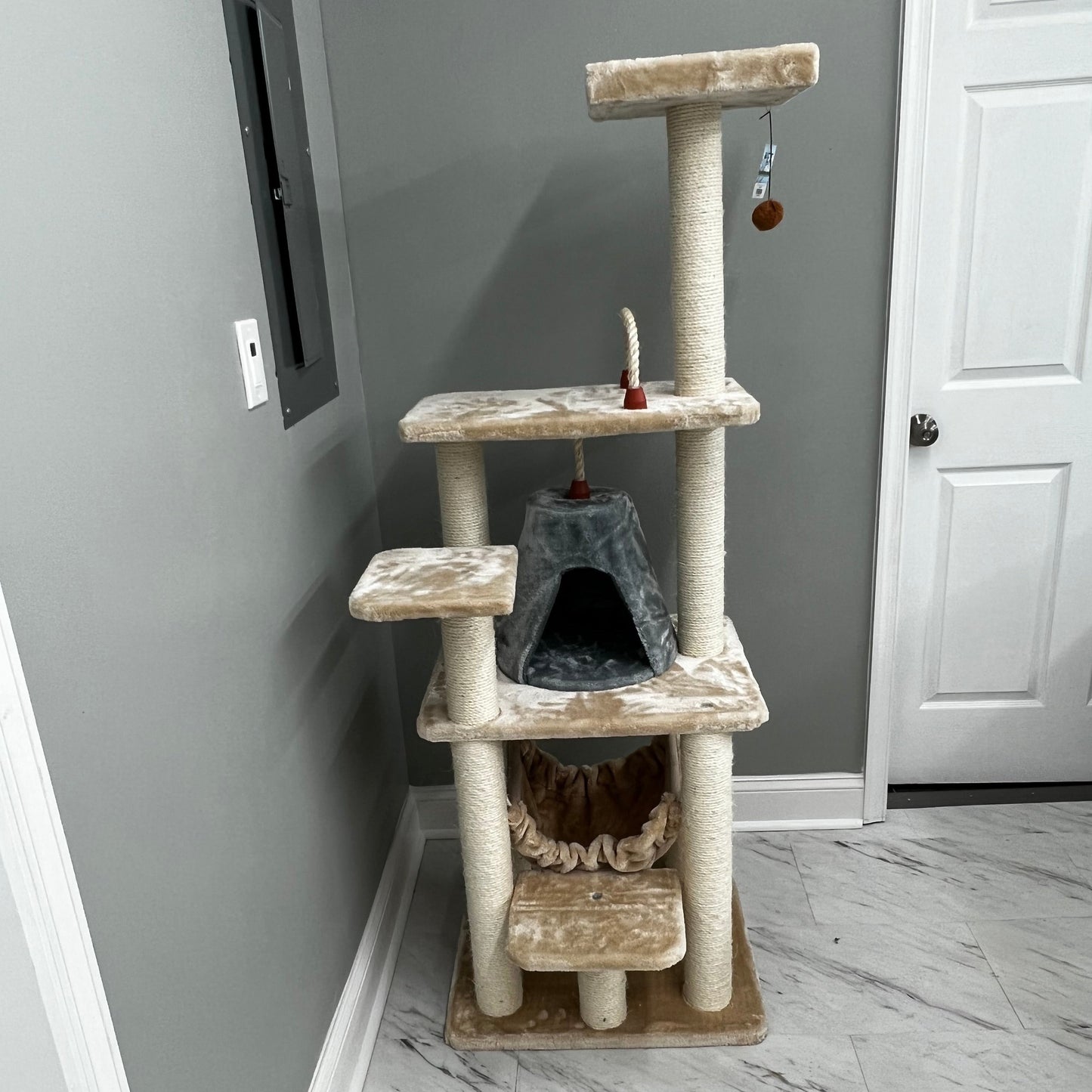 Armarkat 65" Cat Tree with Hammock and Playhouse