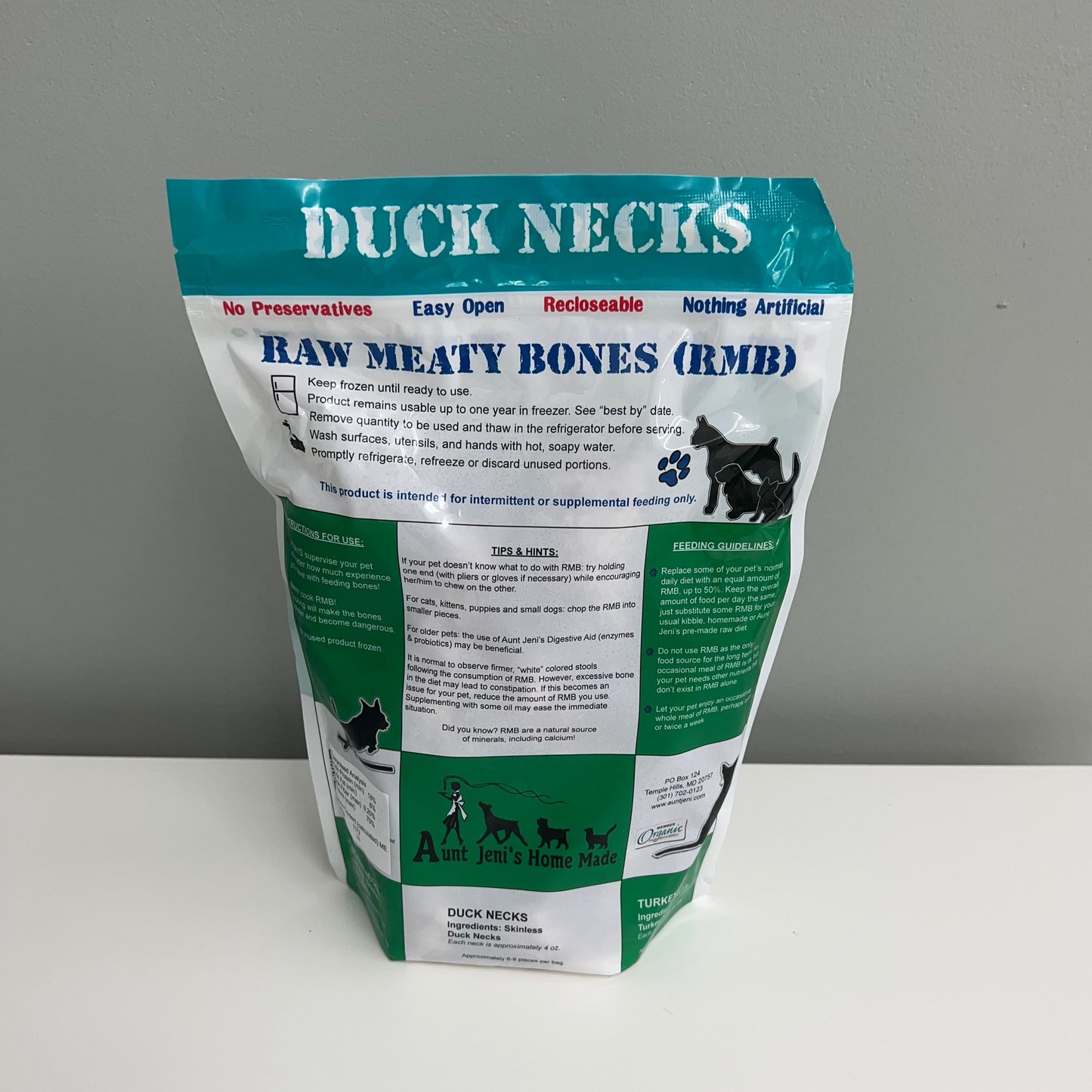 Aunt Jeni's Frozen Raw Duck Necks 2lbs