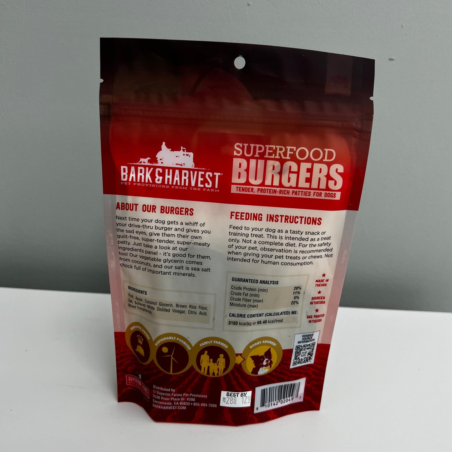 Bark & Harvest Super Food Burgers Pork & Apple 6oz