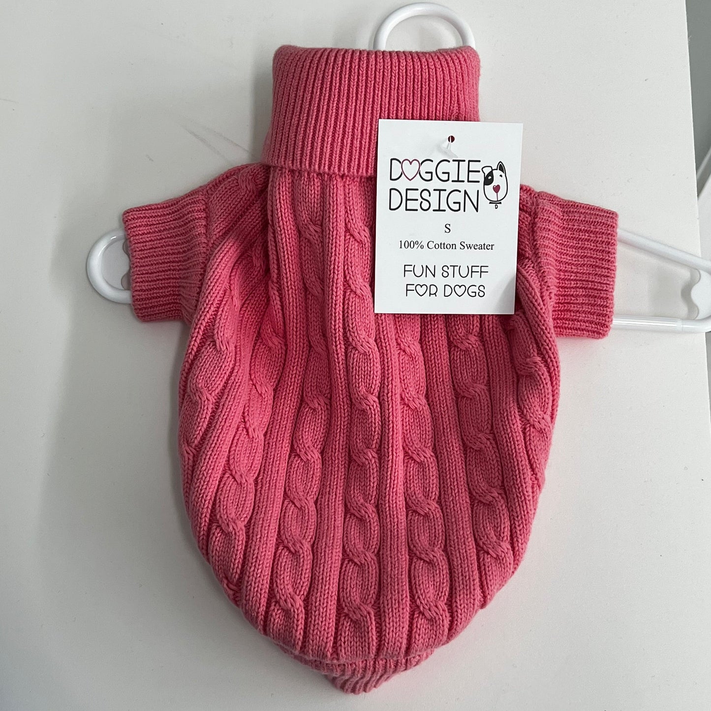 Cable Knit Dog Sweater- Candy Pink
