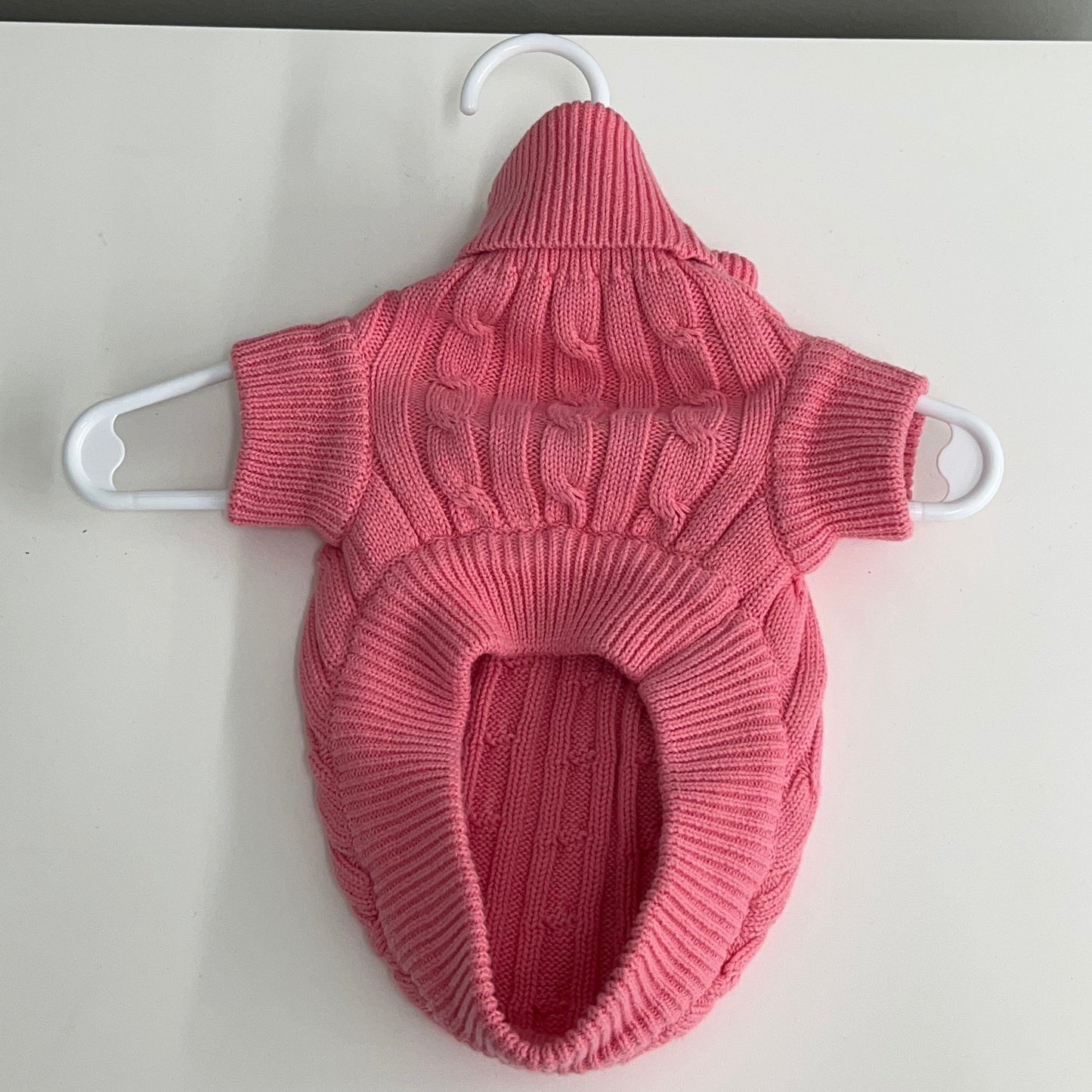 Cable Knit Dog Sweater- Candy Pink
