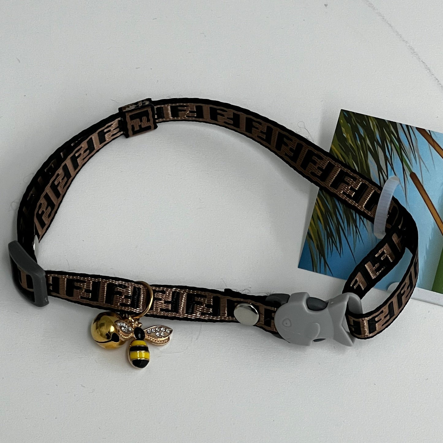 Cat Collar w/ Honey Bee Charm- Large