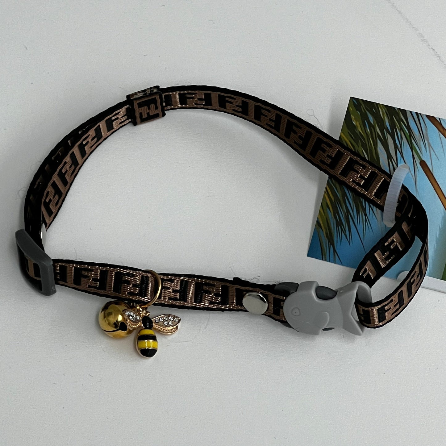 Cat Collar w/ Honey Bee Charm- Small