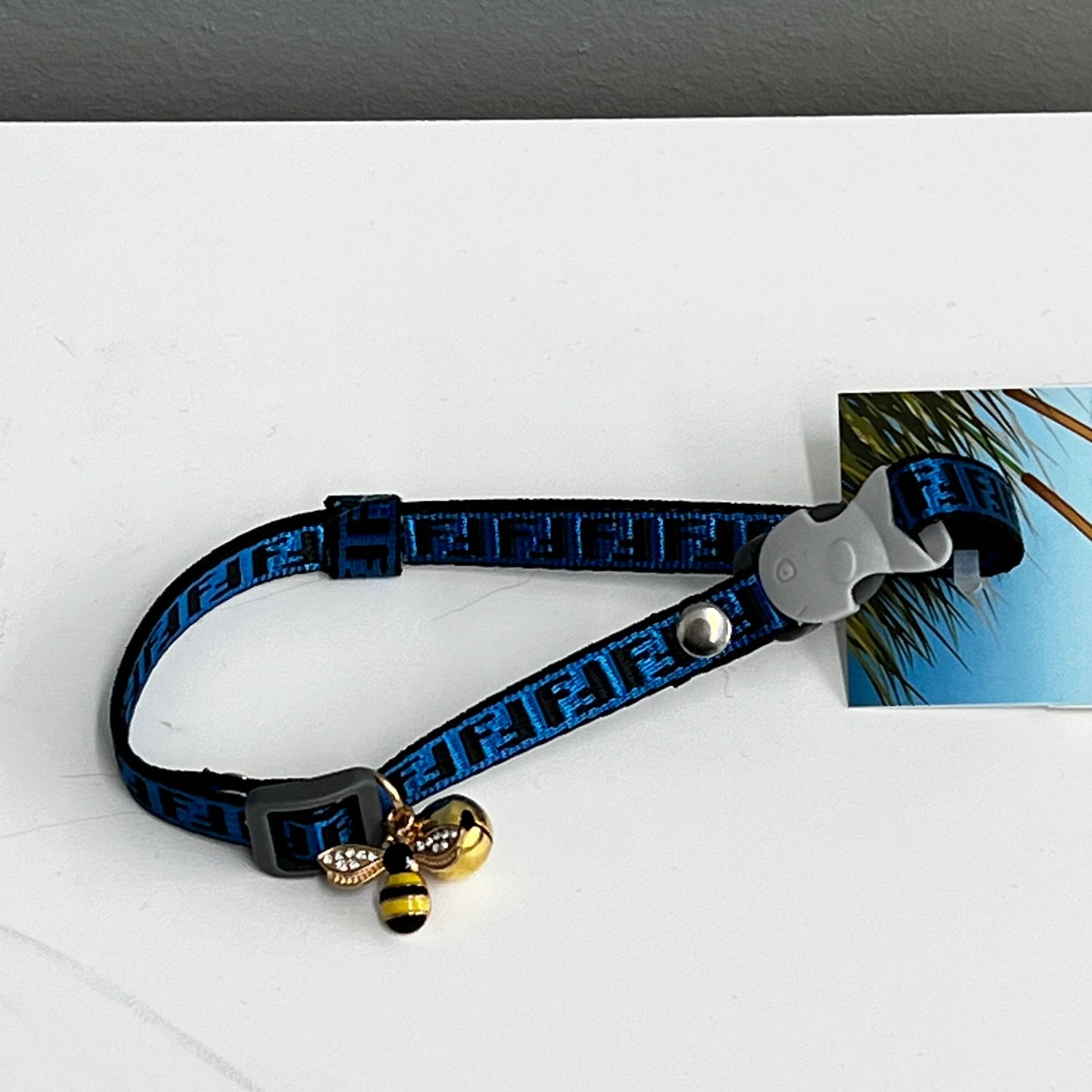 Cat Collar w/ Honey Bee Charm- Large