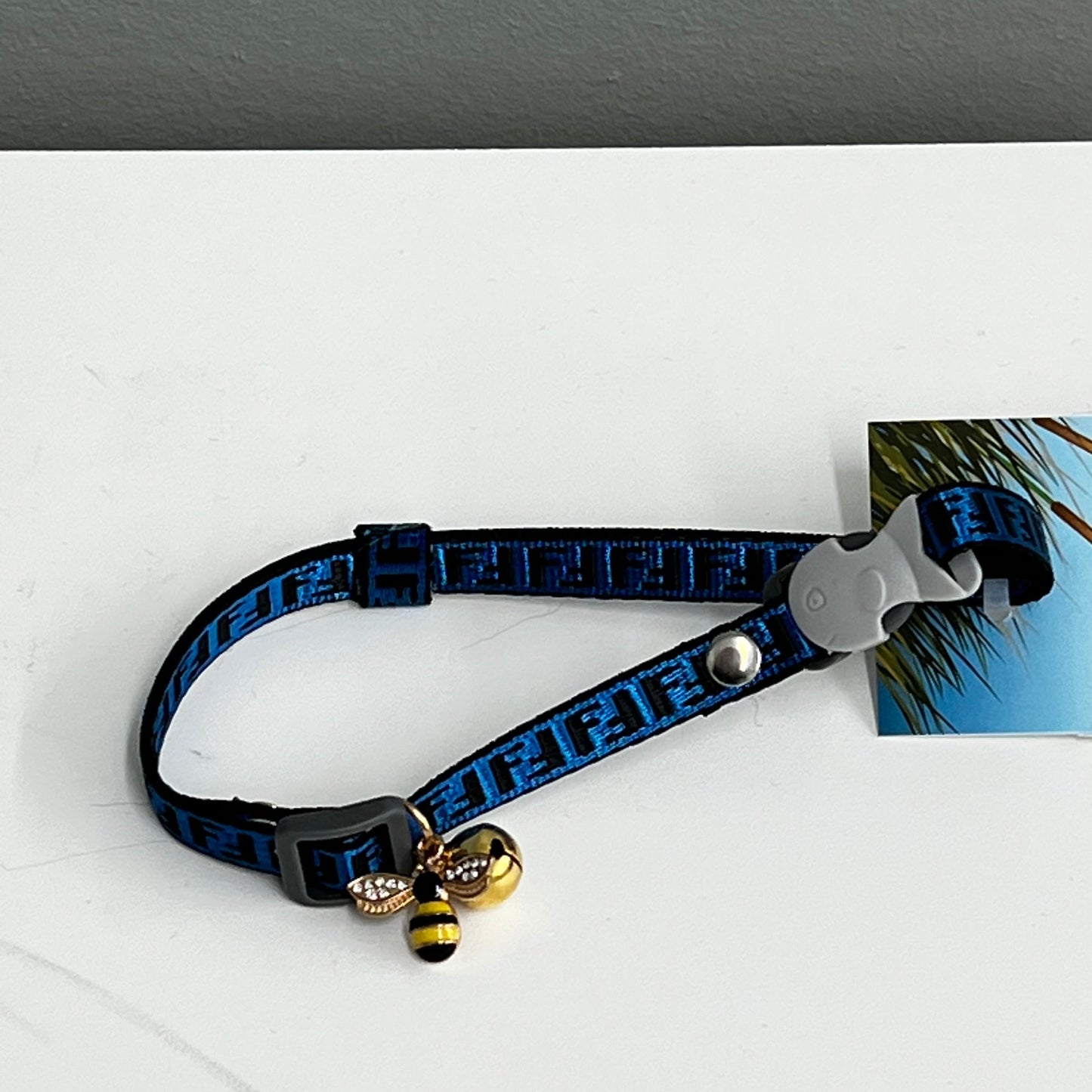 Cat Collar w/ Honey Bee Charm- Medium