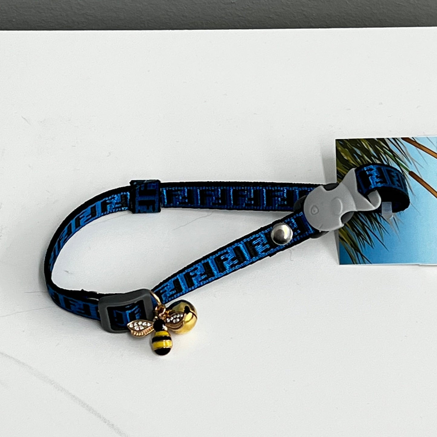 Cat Collar w/ Honey Bee Charm- Small