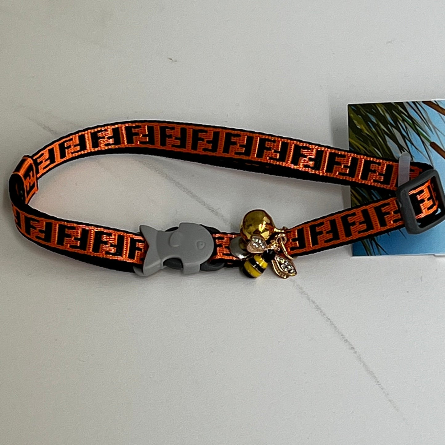 Cat Collar w/ Honey Bee Charm- Small