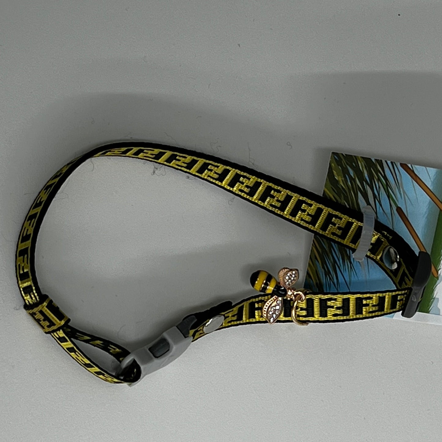 Cat Collar w/ Honey Bee Charm- Large