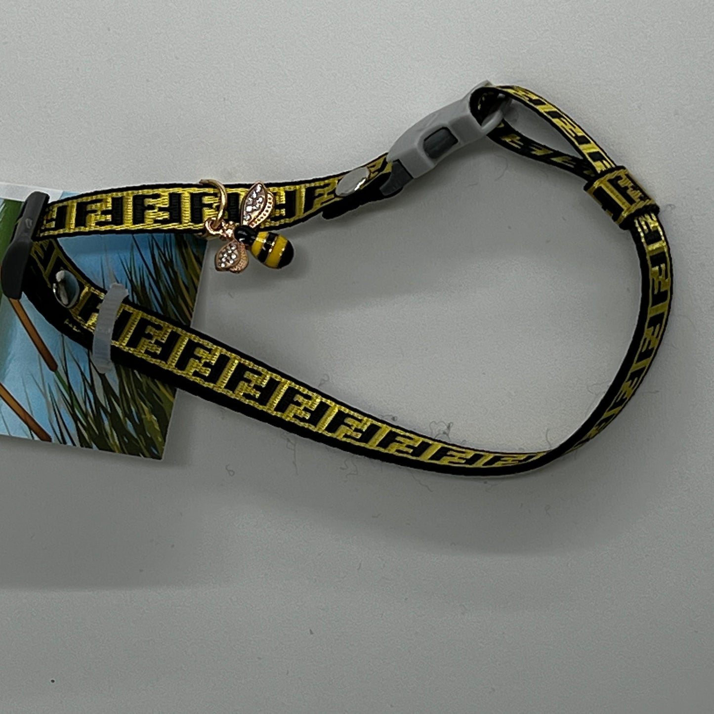 Cat Collar w/ Honey Bee Charm- Medium