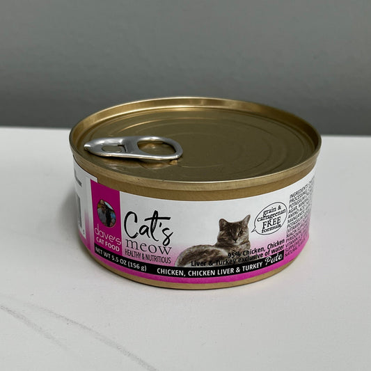 Dave's Cat's Meow Chicken, Chicken Liver & Turkey Pate 5.5oz