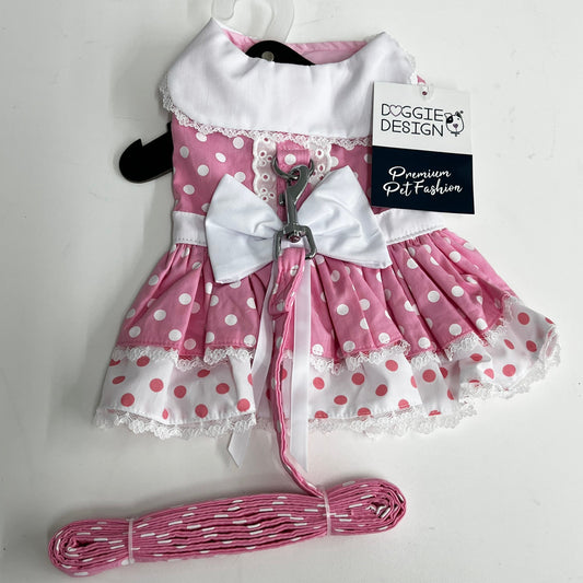 Pink Polka Dot Dress with Matching Leash