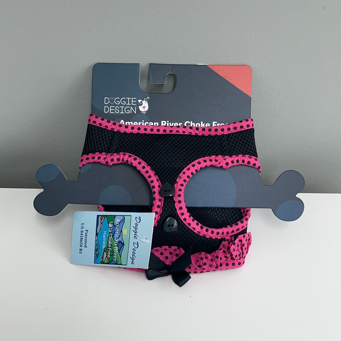 American River Choke Free Harness- Hot Pink & Black Polka Dot