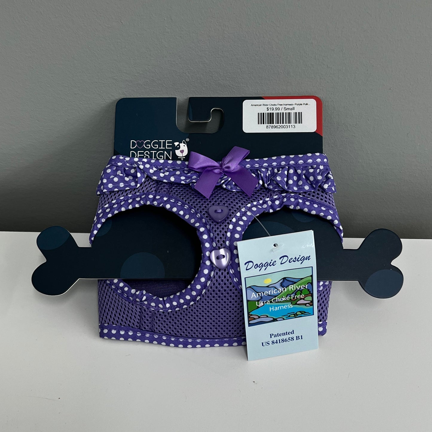 American River Choke Free Harness- Purple Polka Dot