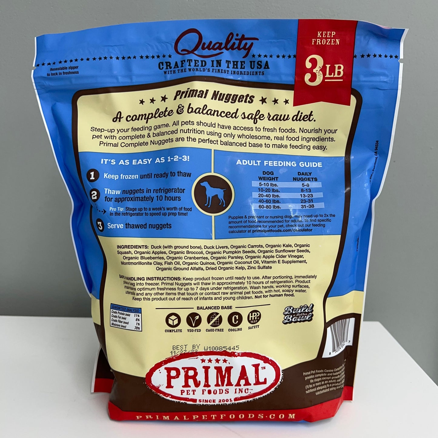 Primal Frozen Canine Nuggets- Duck 3lb