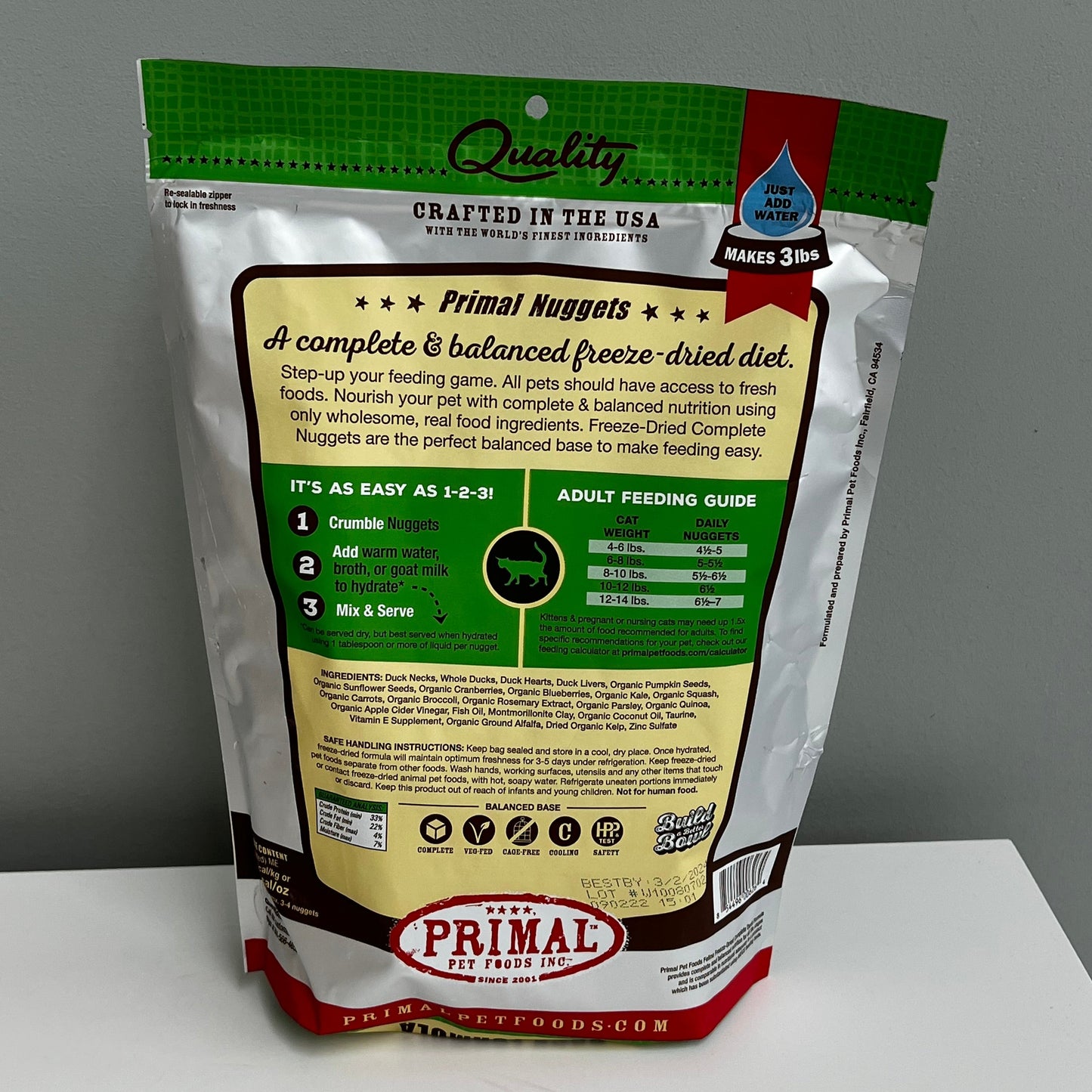 Primal Freeze-Dried Nuggets Cat Duck Formula 14oz