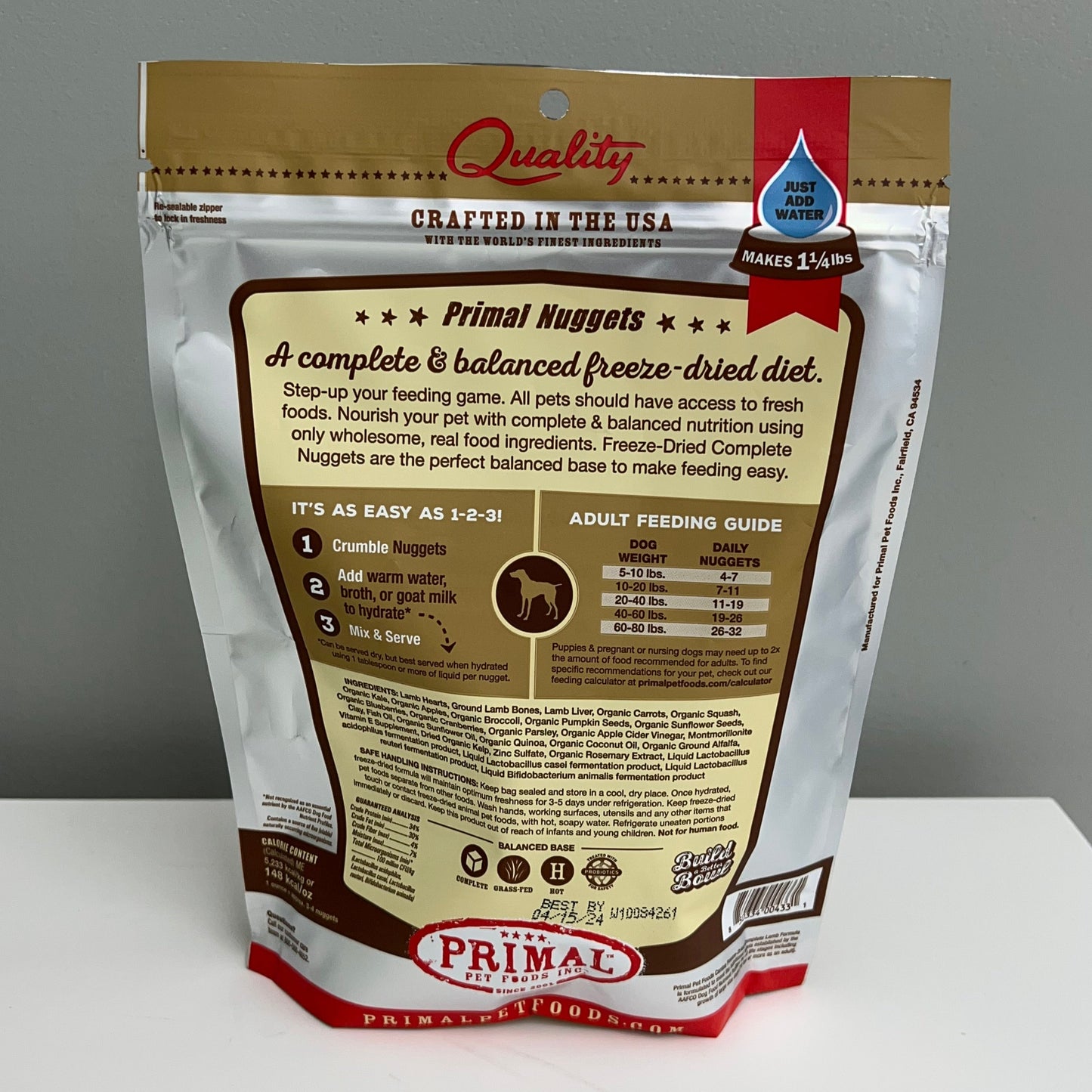 Primal Freeze-Dried Nuggets Dog Lamb Beef Formula 5.5oz