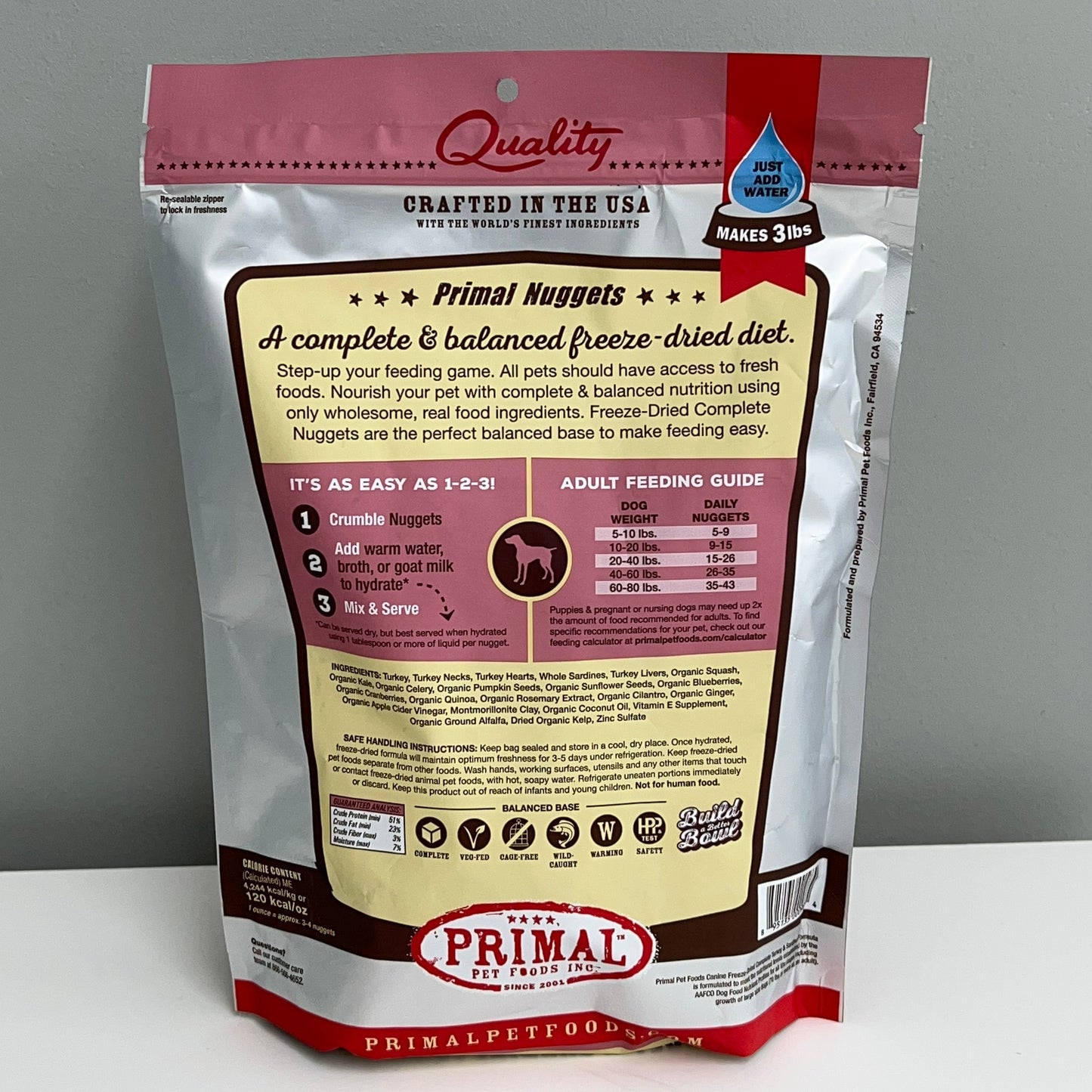 Primal Freeze-Dried Nuggets Dog Turkey & Sardine Formula 14oz