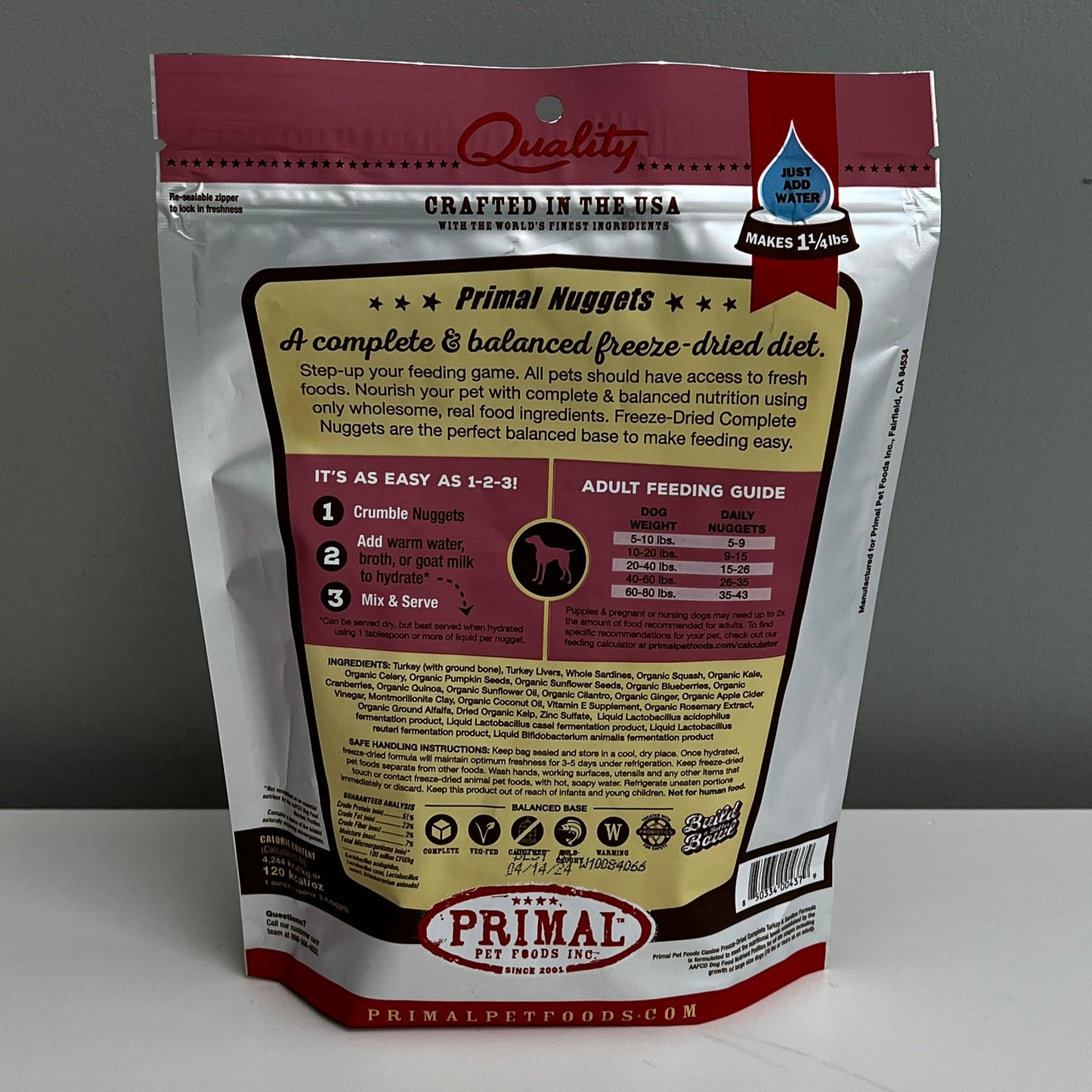 Primal Freeze-Dried Nuggets Dog Turkey & Sardine Formula 5.5oz