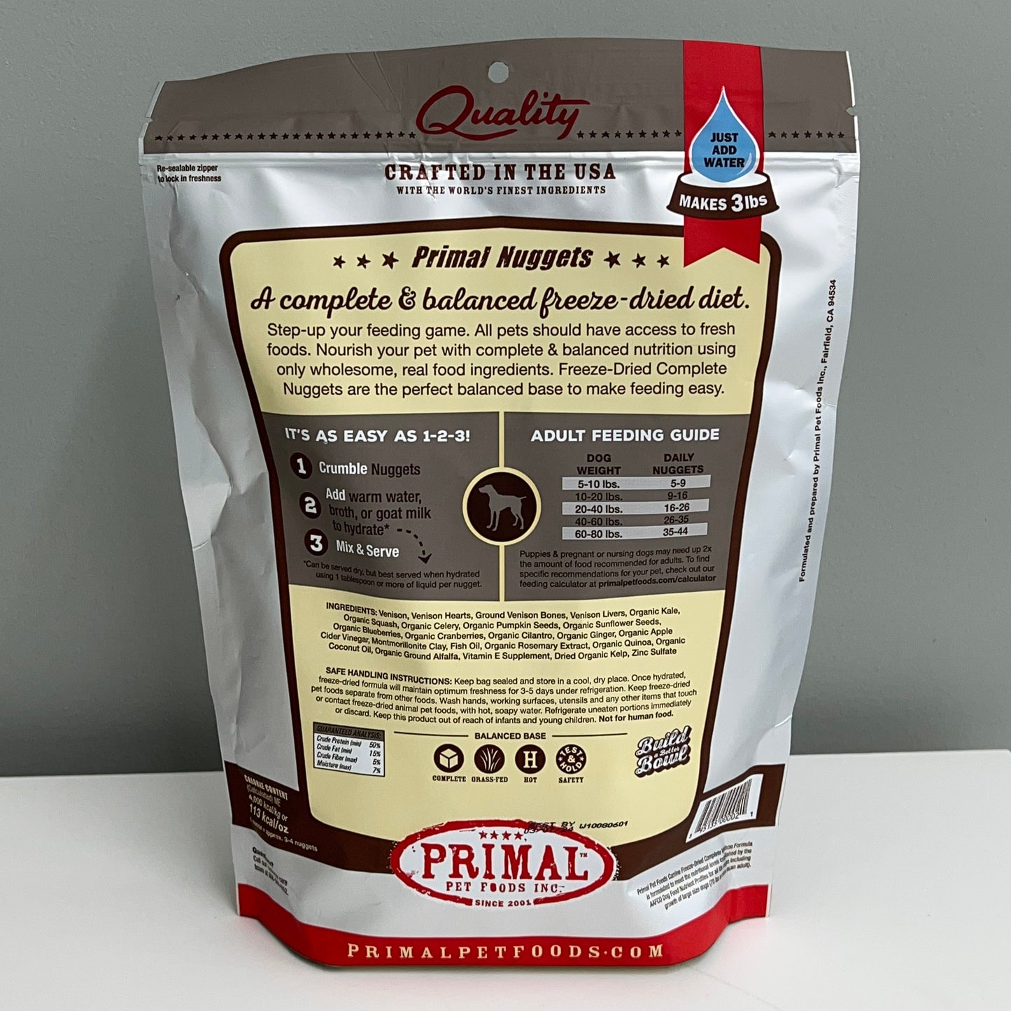 Primal Freeze-Dried Nuggets Dog Venison Formula 14oz
