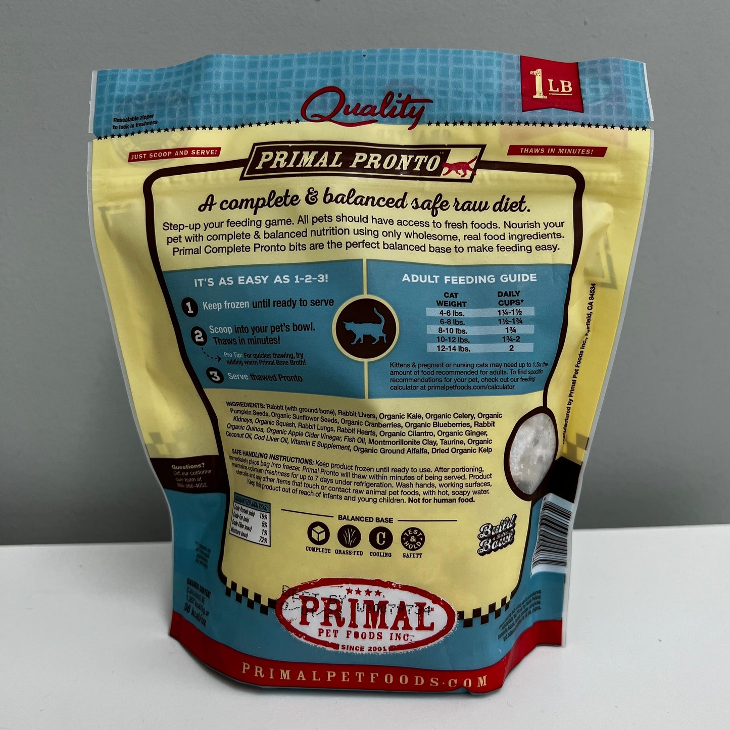Primal Frozen Feline Pronto- Rabbit 1lb