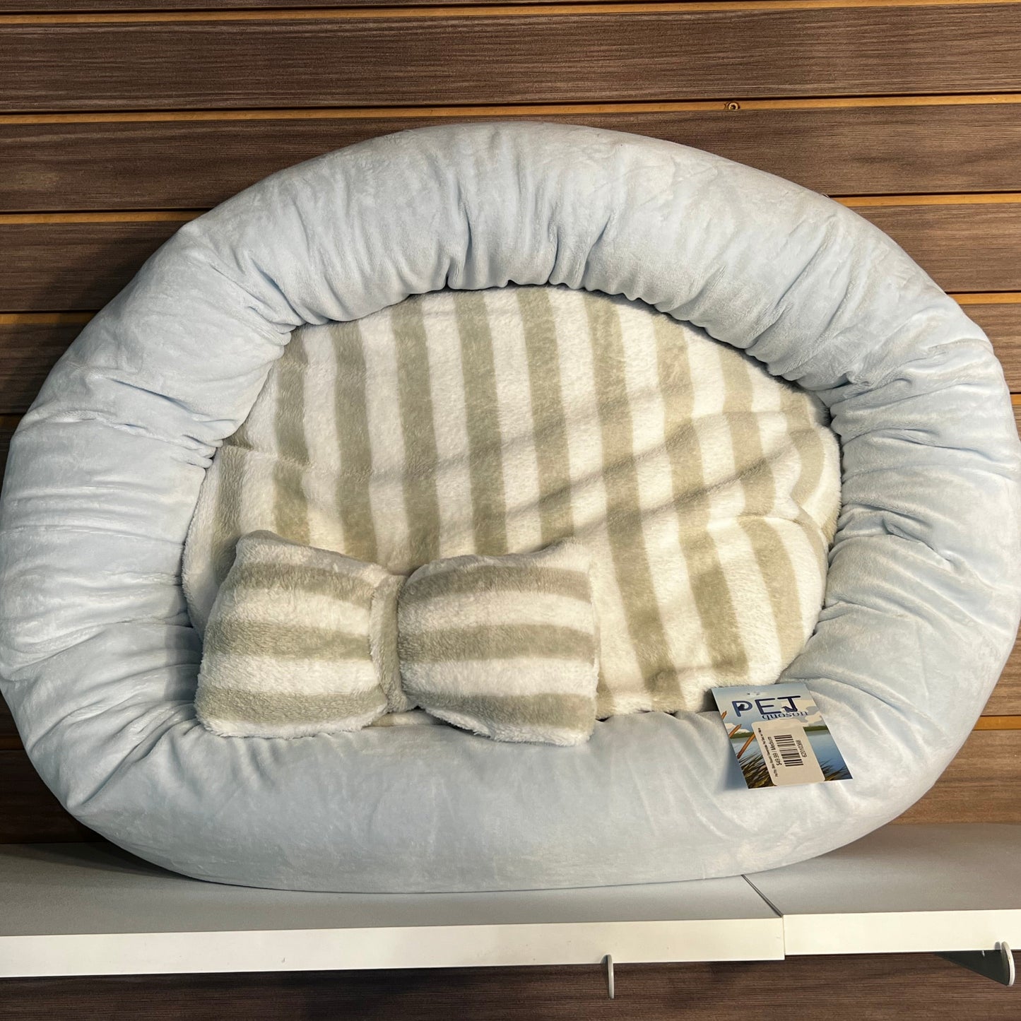 PetTrip Blue Round Reversible Pet Bed w/ Pillow