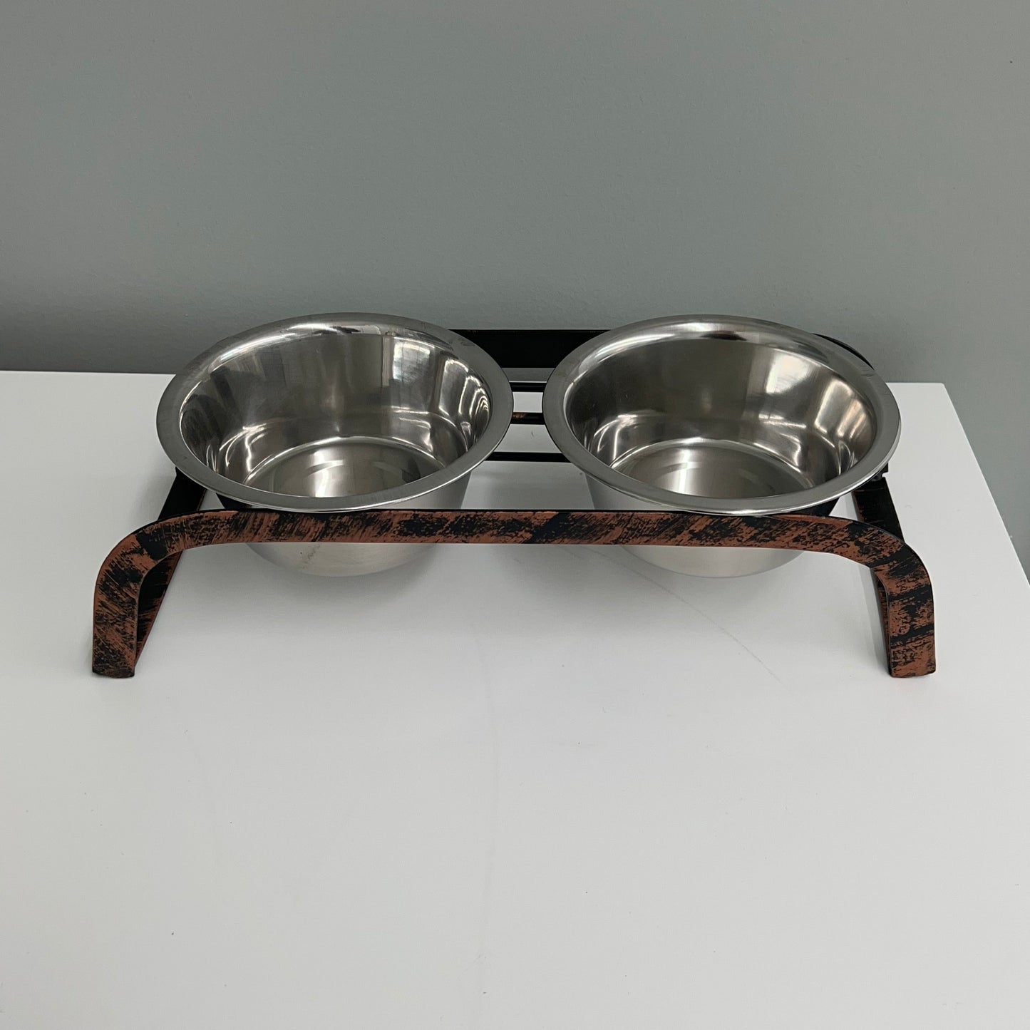 Rustic Dog Bone Dual Bowl Feeder