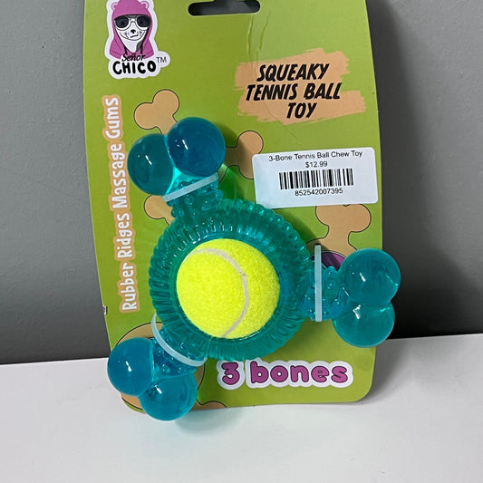 3-Bone Tennis Ball Chew Toy
