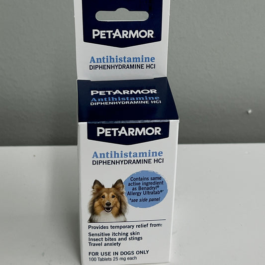 Pet Armor Antihistamine 25mg Tablets- 100ct