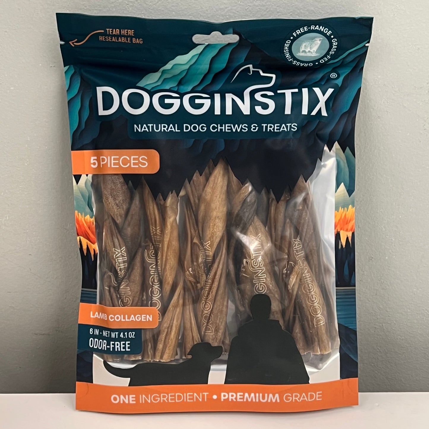 Dogginstix 6" Braided Lamb Collagen 5pk