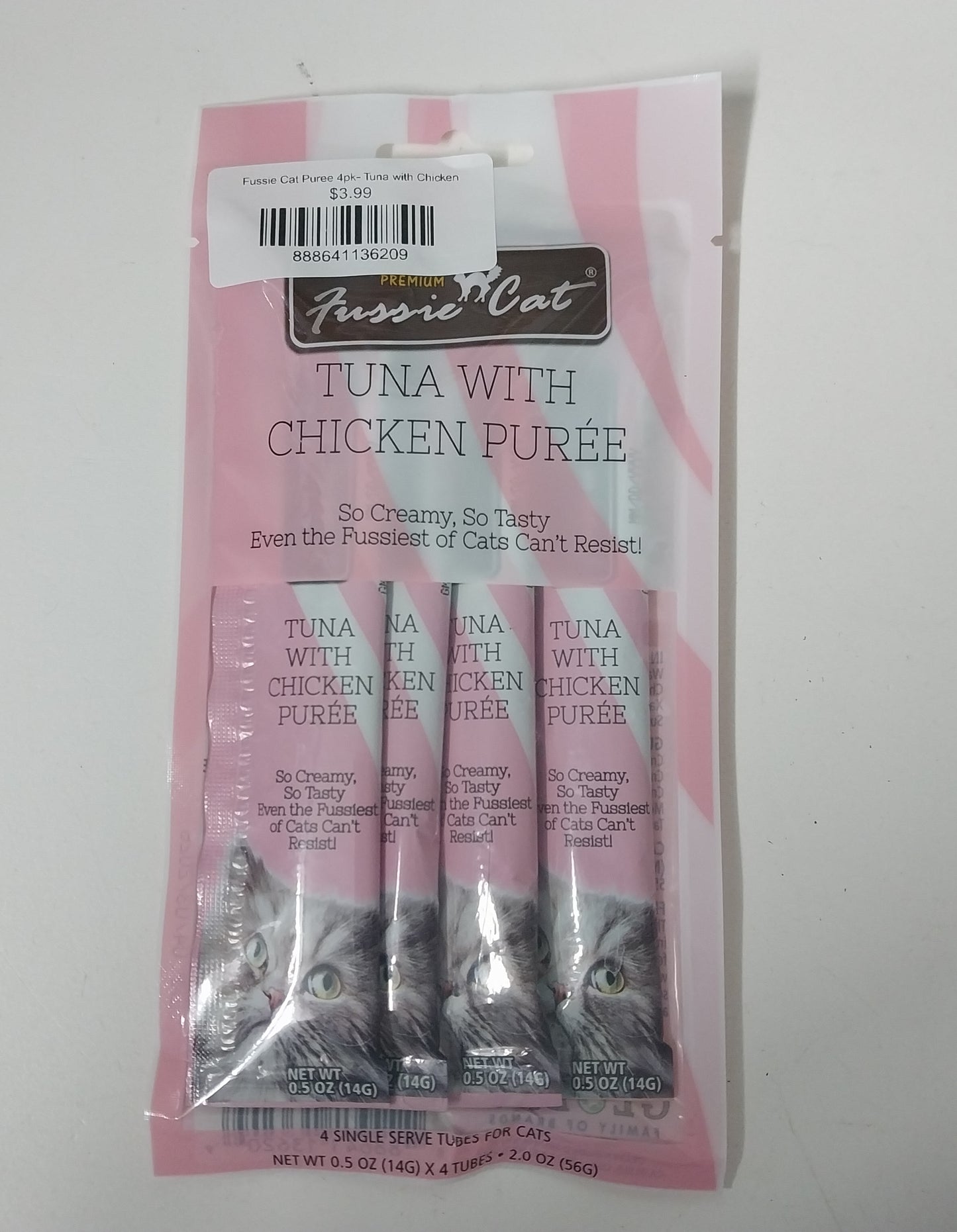 Fussie Cat Goat Milk Puree 4pk- Tuna w/ Chicken