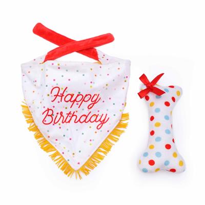 Zippy Paws Birthday Bandana/Toy Combo