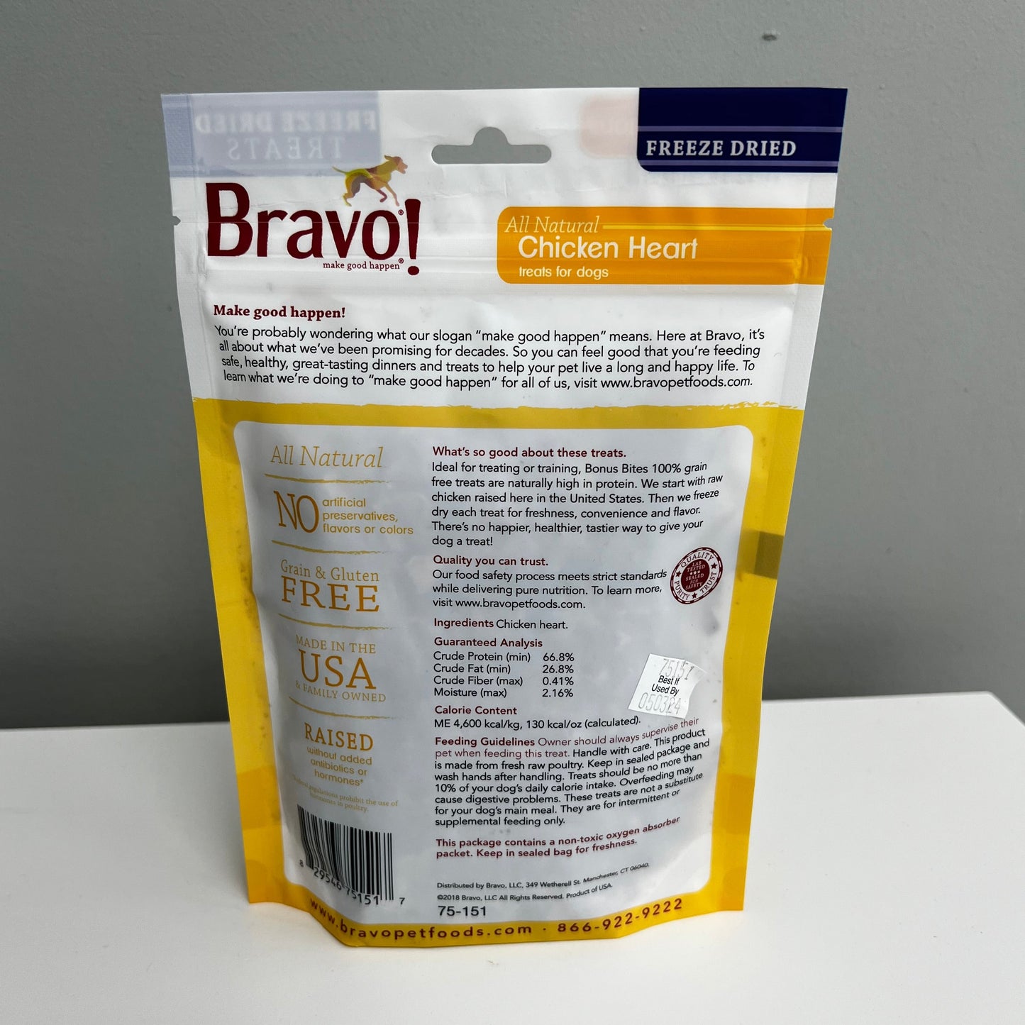 Bravo Raw Freeze-Dried Chicken Heart 3oz