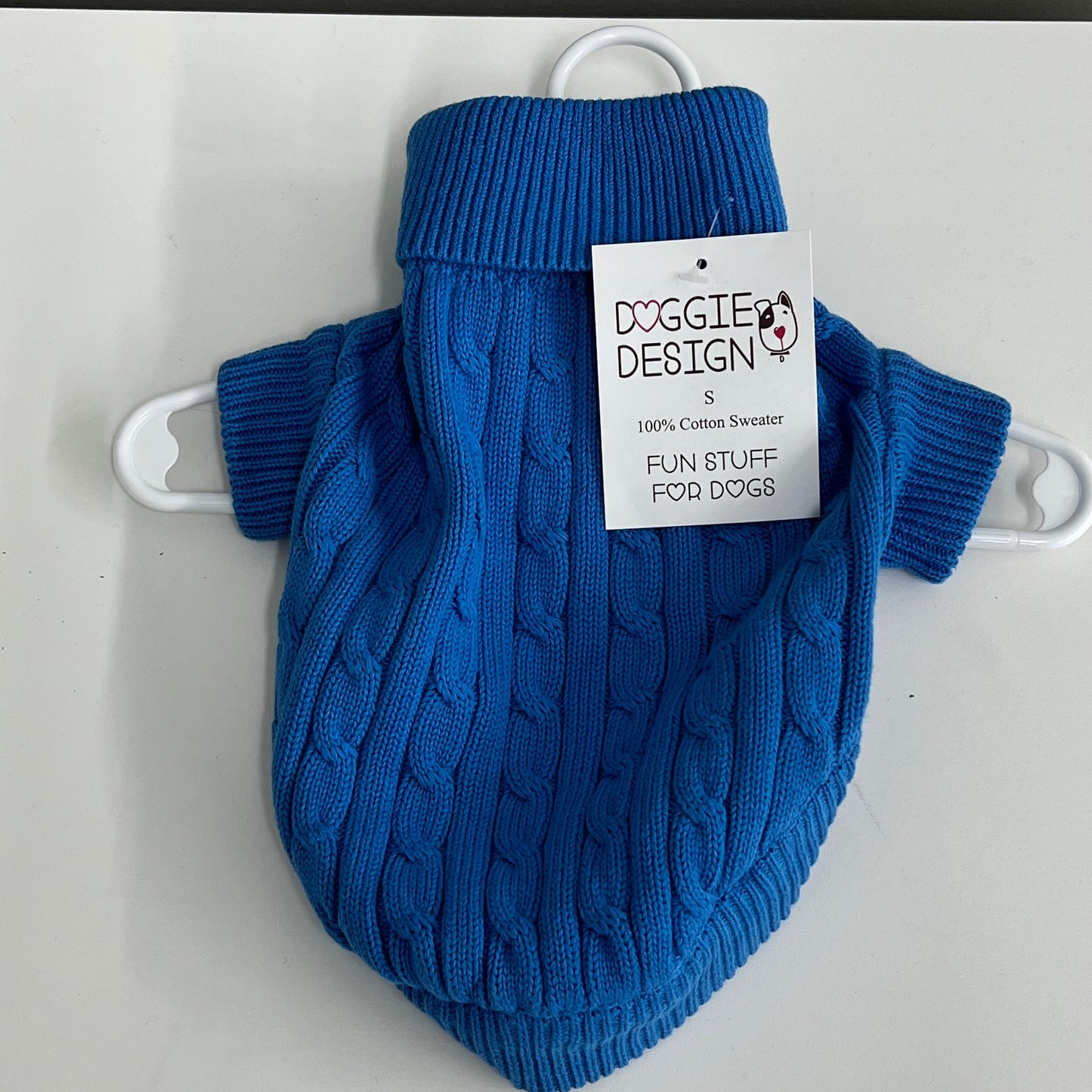 Cable Knit Dog Sweater- Riverside Blue