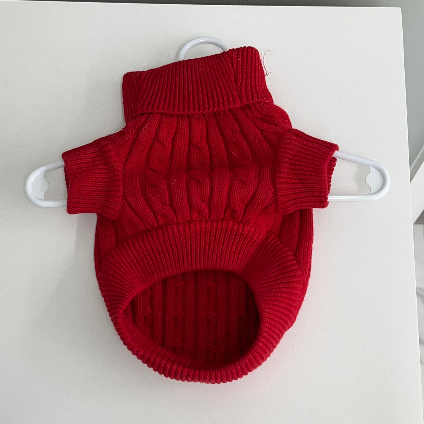 Cable Knit Dog Sweater- Fiery Red