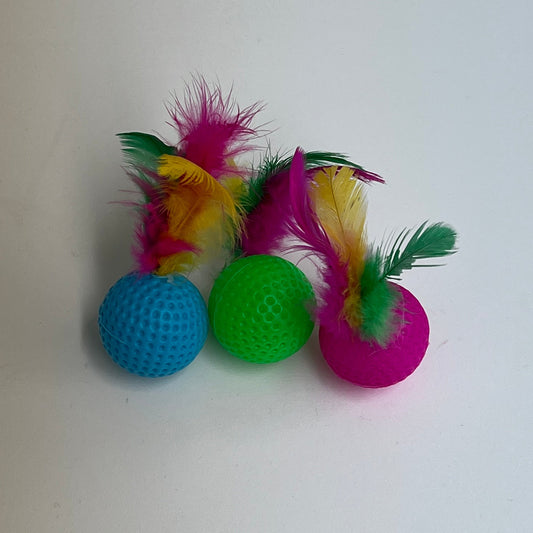 Golf Ball w/ Feather Cat Toy
