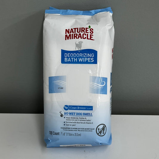 Nature's Miracle Deodorizing Bath Wipes for Dogs- Clean Breeze