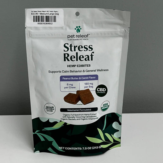 Pet Releaf Stress Releaf CBD Treats- Peanut Butter & Carob