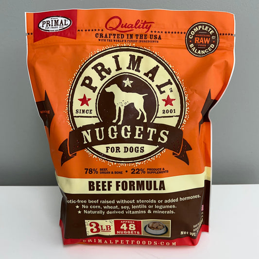 Primal Frozen Canine Nuggets- Beef 3lb
