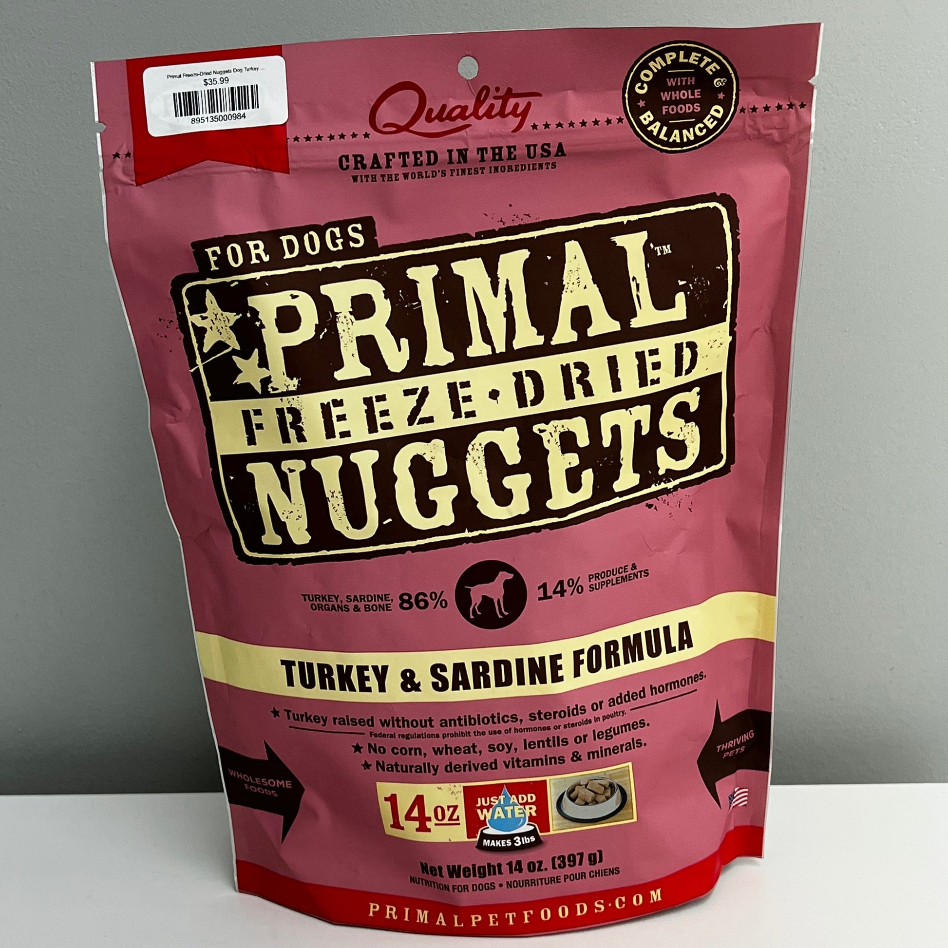 Primal Freeze-Dried Nuggets Dog Turkey Sardine Formula 14oz