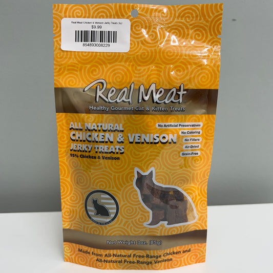 Real Meat Chicken & Venison Jerky Treats 3oz